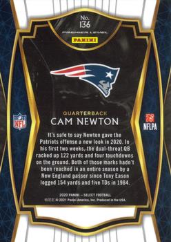 2020 Panini Select #136 Cam Newton Back