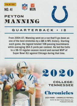 2020 Panini Chronicles #41 Peyton Manning Back