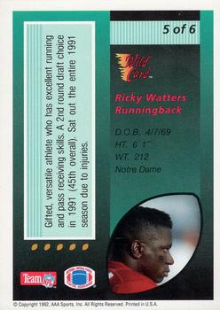 1992 Wild Card - 1992 Sacramento CardFest #5 Ricky Watters Back