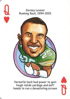 2009 Hero Decks Green Bay Packers Football Heroes Playing Cards #Q♥ Dorsey Levens Front