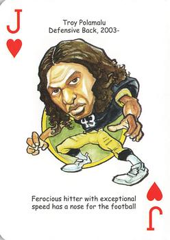 2008 Hero Decks Pittsburgh Steelers Football Heroes Playing Cards #J♥ Troy Polamalu Front