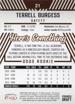 2020 SAGE HIT - Red #21 Terrell Burgess Back
