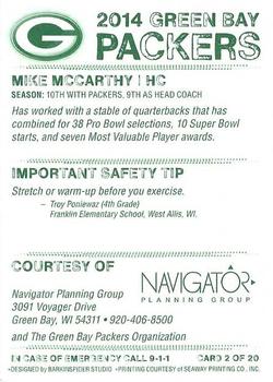 2014 Green Bay Packers Police - Navigator Planning Group #2 Mike McCarthy Back