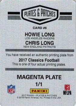 2017 Panini Plates & Patches - 2017 Panini Classics Idolized Printing Plate Magenta #6 Howie Long / Chris Long Back