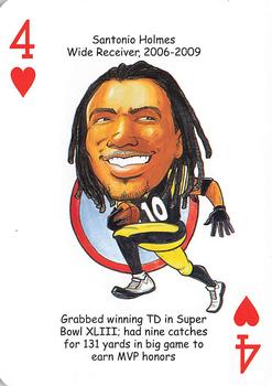 2010 Hero Decks Pittsburgh Steelers Football Heroes Playing Cards #4♥ Santonio Holmes Front