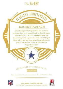 2020 Panini Flawless - Flawless Achievements Platinum #FA-RST Roger Staubach Back