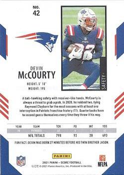 2021 Score - Dots Red #42 Devin McCourty Back