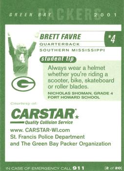 2001 Green Bay Packers Police - www.CARSTAR-WI.com, St. Francis Police Department #2 Brett Favre Back