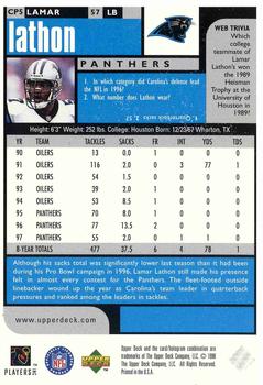 1998 UD Choice Carolina Panthers #CP5 Lamar Lathon Back