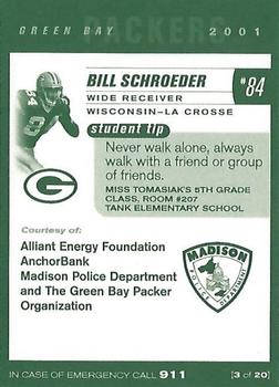2001 Green Bay Packers Police - Alliant Energy Foundation, AnchorBank & the Madison Police Dept #3 Bill Schroeder Back