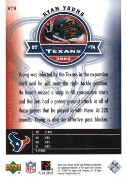 2002 Upper Deck Houston Texans Inaugural Season #HT9 Ryan Young Back