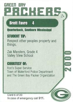 2000 Green Bay Packers Police - Ron's Super Service, Town of Waterford Police Department #6 Brett Favre Back