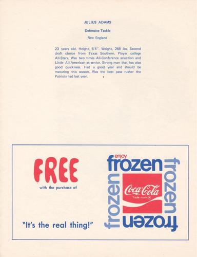 1972 Coca-Cola #NNO Julius Adams Back