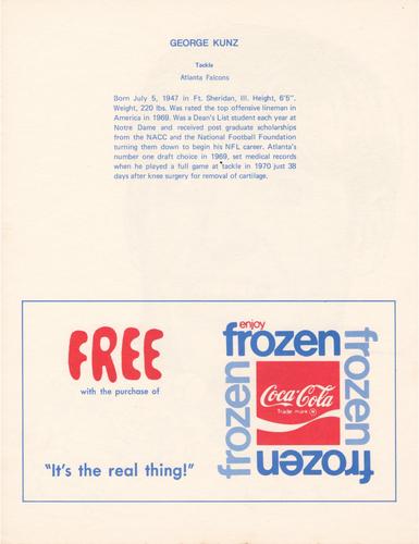 1972 Coca-Cola #NNO George Kunz Back