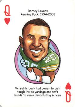 2007 Hero Decks Green Bay Packers Football Heroes Playing Cards #Q♥ Dorsey Levens Front