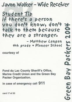 2004 Green Bay Packers Police - Fond du Lac County Sheriff's Office #17 Javon Walker Back
