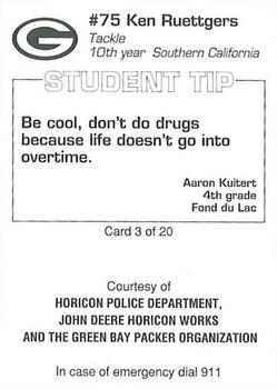 1994 Green Bay Packers Police - Horicon Police Department, John Deere Horicon Works #3 Ken Ruettgers Back