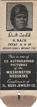 1940 Ross Jewelry Washington Redskins #NNO Dick Todd Front
