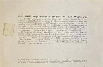 1957 San Francisco 49ers #NNO Hugh McElhenny Back