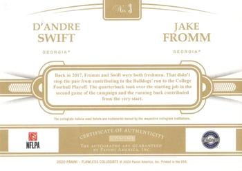 2021 Panini Flawless Collegiate - 2020 Flawless Dual Signatures Ruby #3 D'Andre Swift / Jake Fromm Back