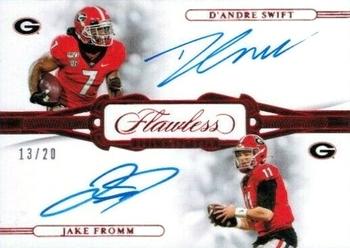 2021 Panini Flawless Collegiate - 2020 Flawless Dual Signatures Ruby #3 D'Andre Swift / Jake Fromm Front