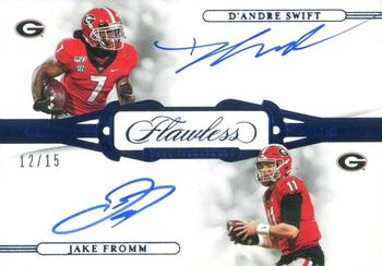 2021 Panini Flawless Collegiate - 2020 Flawless Dual Signatures Sapphire #3 D'Andre Swift / Jake Fromm Front