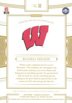 2021 Panini Flawless Collegiate - 2020 Flawless Greats Signatures Emerald #30 Russell Wilson Back