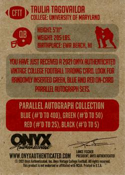 2021 Onyx Vintage College Football #CFTT Taulia Tagovailoa Back