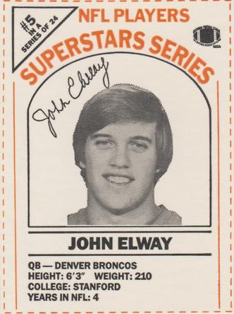 1986 DairyPak NFL Players Superstars Series - Orange Letters #5 John Elway Front
