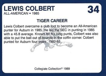 1989 Collegiate Collection Auburn Tigers (200) #34 Lewis Colbert Back