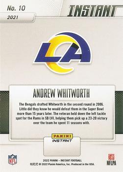 2021 Panini Instant Los Angeles Rams Super Bowl LVI Champions #10 Andrew Whitworth Back