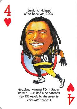 2011 Hero Decks Pittsburgh Steelers Football Heroes Playing Cards #4♥ Santonio Holmes Front