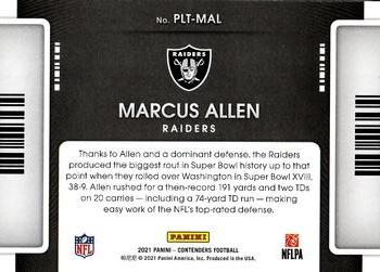 2021 Panini Contenders - Playoff Tickets #PLT-MAL Marcus Allen Back