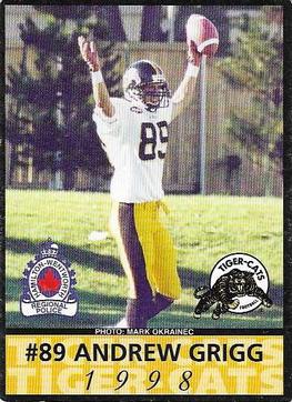 1998 Hamilton Tiger-Cats Police #NNO Andrew Grigg Front