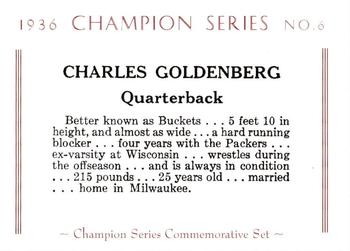 2001 Green Bay Packers 1936 Champion Series #6 Charles Goldenberg Back