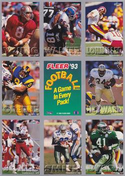 1993 Fleer - Promo Sheet #000 Steve Young / Kenny Walker / Chip Lohmiller / Kevin Greene / Craig Heyward / Ernie Jones / Emmitt Smith / Keith Byars Front