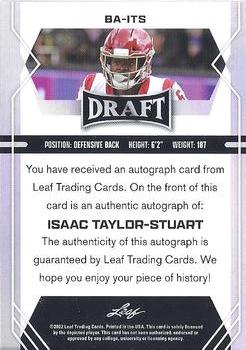2022 Leaf Draft - Autographs Red #BA-ITS Isaac Taylor-Stuart Back