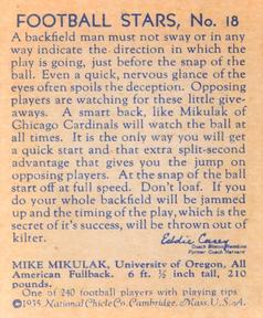1935 National Chicle #18 Mike Mikulak Back