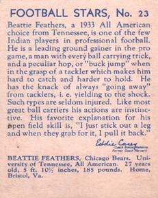 1935 National Chicle #23 Beattie Feathers Back