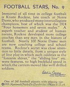 1935 National Chicle #9 Knute Rockne Back