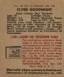 1948 Bowman #20 Clyde Goodnight Back