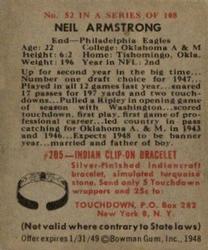 1948 Bowman #52 Neill Armstrong Back
