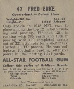 1949 Leaf #47 Fred Enke Back