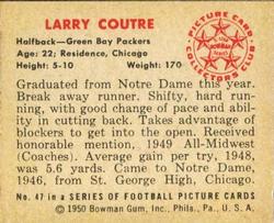 1950 Bowman #47 Larry Coutre Back