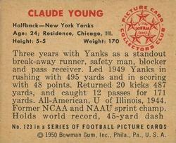1950 Bowman #123 Claude Young Back