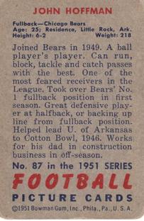 1951 Bowman #87 John Hoffman Back