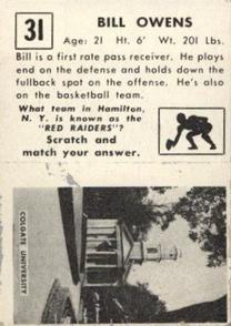 1951 Topps Magic #31 Bill Owens Back