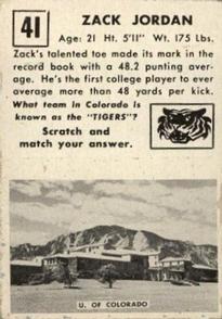 1951 Topps Magic #41 Zack Jordan Back