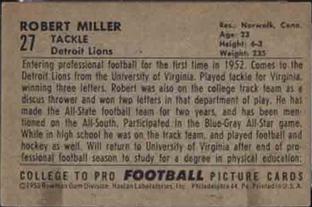 1952 Bowman Small #27 Robert Miller Back