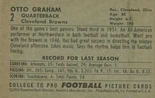 1952 Bowman Small #2 Otto Graham Back